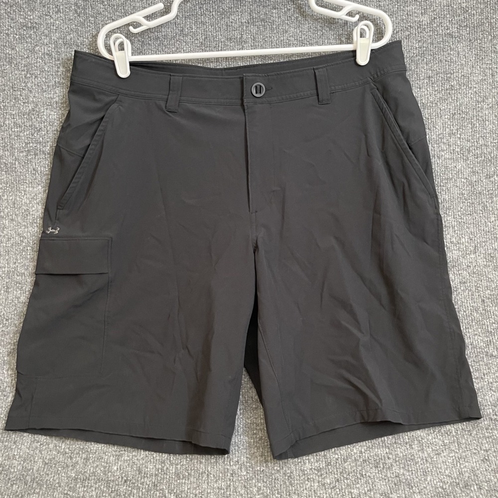 Under Armour Fishing Shorts Mens 38 Mantra Cargo Black Hiking Stretch 1378952